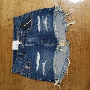 One Teaspoon Dark Wash Distressed Mini Skirt Size 25